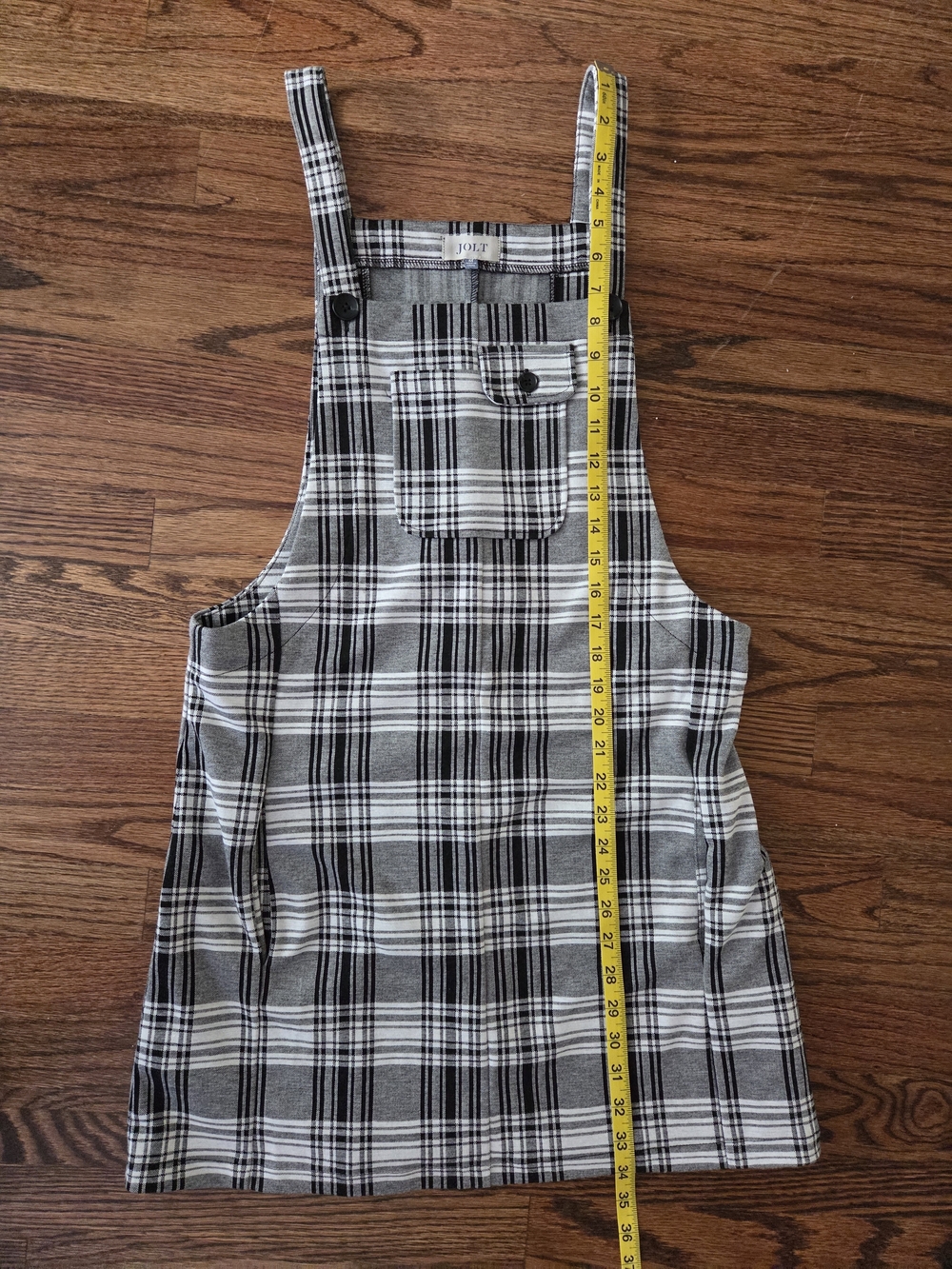 Jolt Black & White Plaid Overall Pinafore Size M - Picture 8 of 8